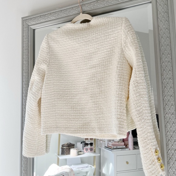 NWT URBAN REVIVO White Ivory Tweed Boucle Jacket Size XS - Picture 4 of 12